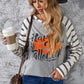 HAPPY HALLOWEEN Striped Long Sleeve Tee