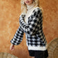 Davi & Dani Houndstooth Button Down Cardigan