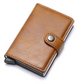 RFID Anti-theft Men Vintage Wallet Aluminum Metal Purse Leather Cover