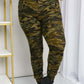 LOVEIT Full Size Camouflage Drawstring Waist Zipper Detail Joggers