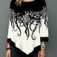 Printed stitching cropped sleeve T-shirt