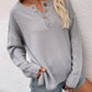 Buttoned Exposed Seam High-Low Sweater