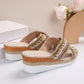 Linen Wedge Sandals Summer Ethnic Style Cross-strap Sandals