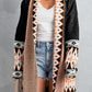 Bohemian Open Front Dropped Shoulder Cardigan