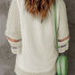 Swiss Dot Spliced Mesh Flare Sleeve Blouse