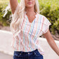 Multicolored Stripe Notched Neck Blouse