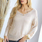 Davi & Dani Distressed Drop Shoulder Knit Top