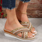 Linen Wedge Sandals Summer Ethnic Style Cross-strap Sandals