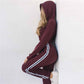 Cotton Sportswear Suit Short Hooded Sweatshirt and Straight Pants