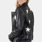Zenana Vegan Leather Star Patch Moto Jacket