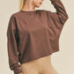 Kimberly C Full Size Dolman Sleeve Sweatshirt in Chocolate