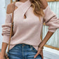 Crisscross Cold-Shoulder Rib-Knit Sweater