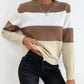 Tricolor Striped Crewneck Pullover Sweater