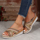 Linen Wedge Sandals Summer Ethnic Style Cross-strap Sandals