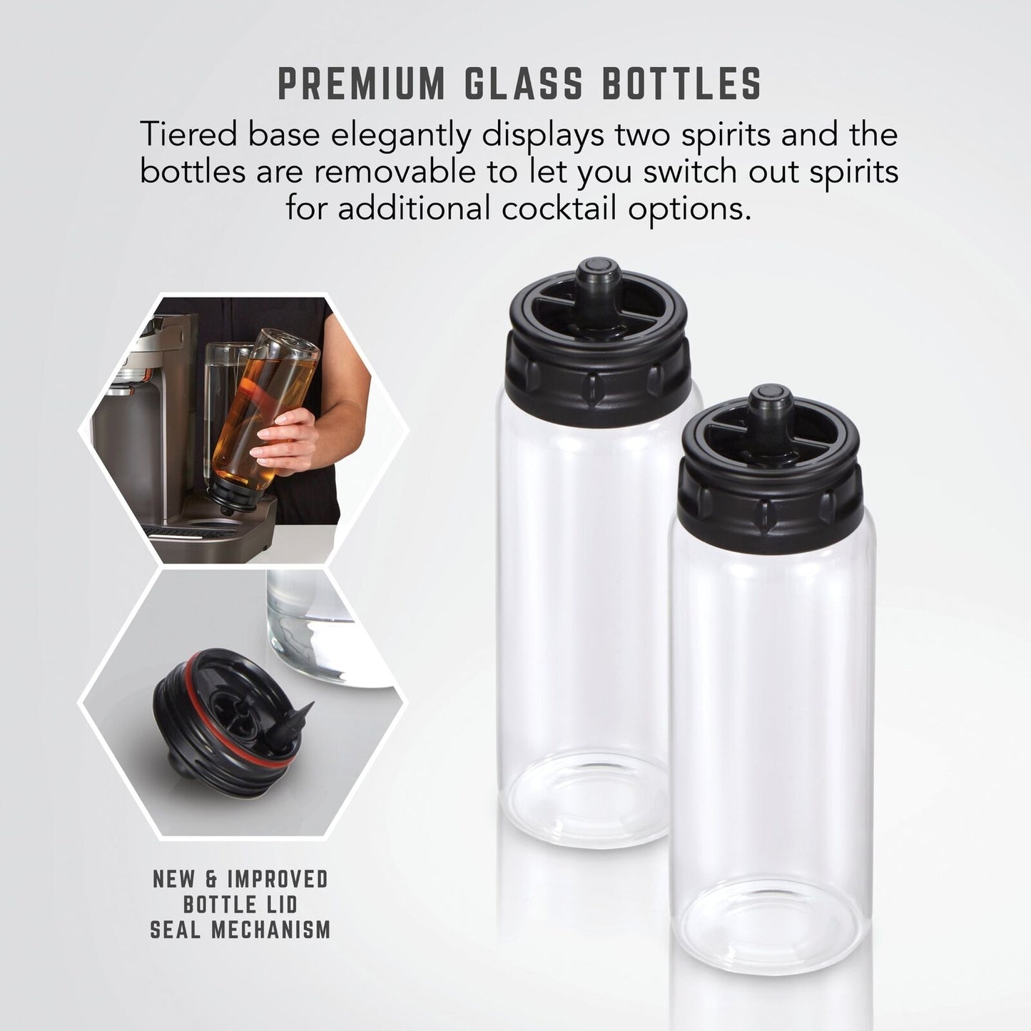 Bartesian Duet Premium Cocktail Machine for the Home Bar, 2 Glass Spirit Bottles