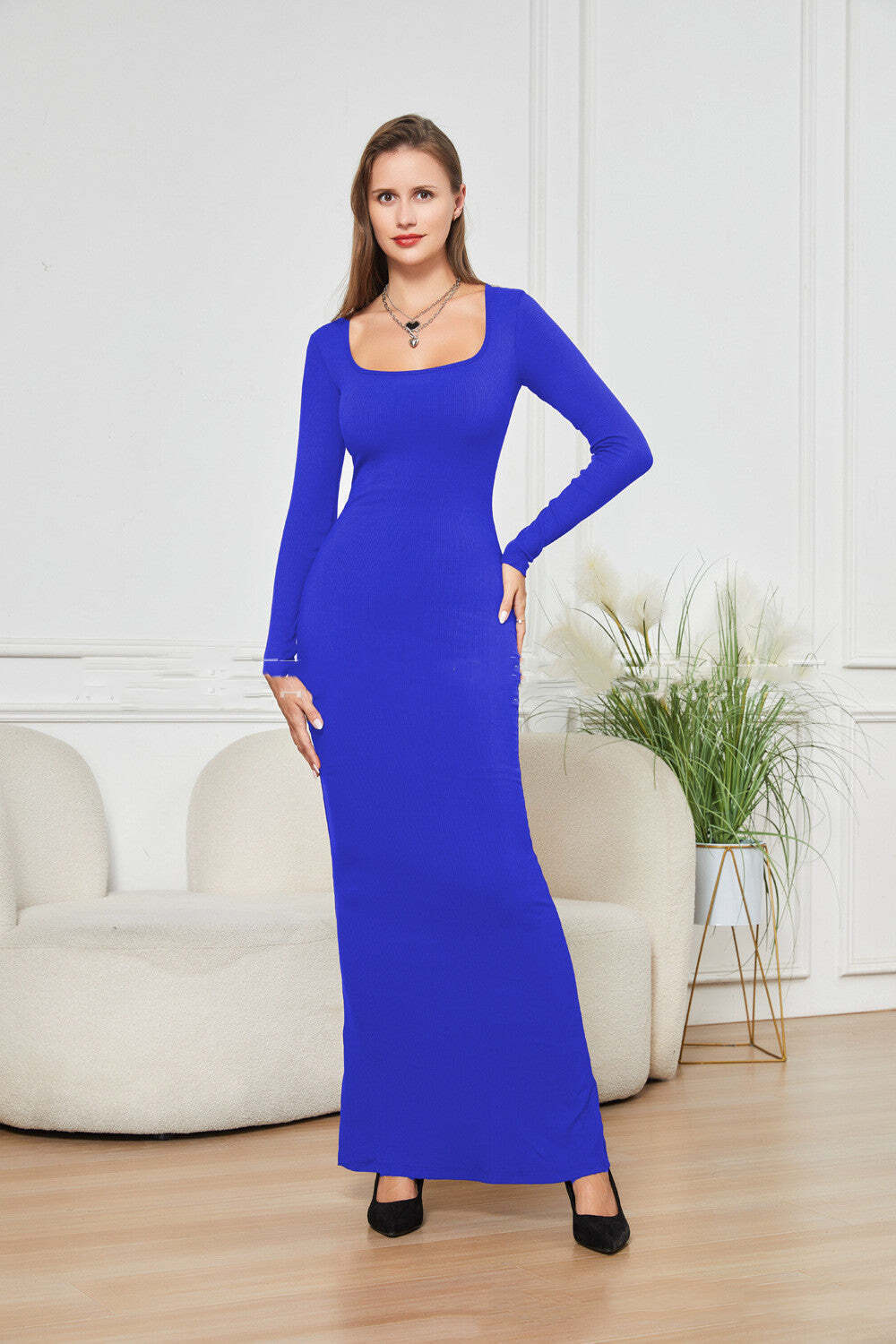Belly Contracting Hip Lifting Long Sleeve Narrow Dress