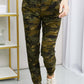 LOVEIT Full Size Camouflage Drawstring Waist Zipper Detail Joggers