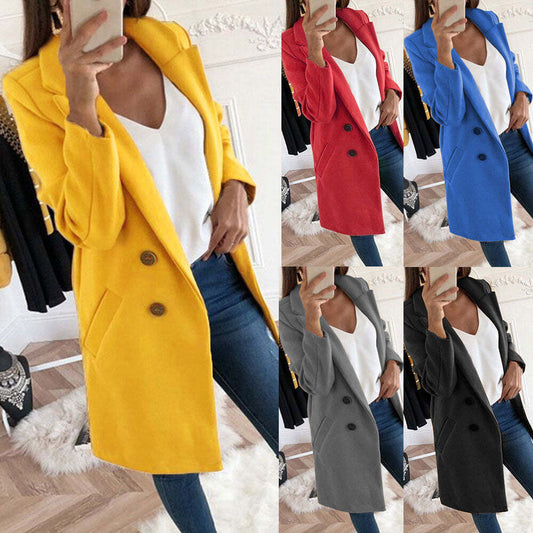 Medium long button wool coat