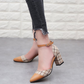 Thick heel high heels fashion color matching buckle shoes