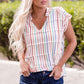 Multicolored Stripe Notched Neck Blouse