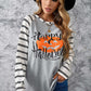 HAPPY HALLOWEEN Striped Long Sleeve Tee