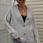 Cable-Knit Ribbed Trim V-Neck Cardigan