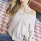 Davi & Dani Distressed Drop Shoulder Knit Top