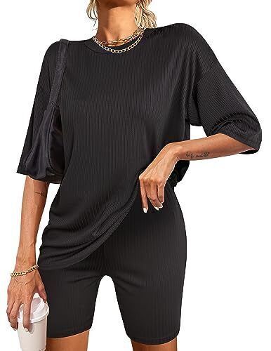 Ekouaer Pajamas 2 Piece Lounge Sets Ribbed Knit Matching
