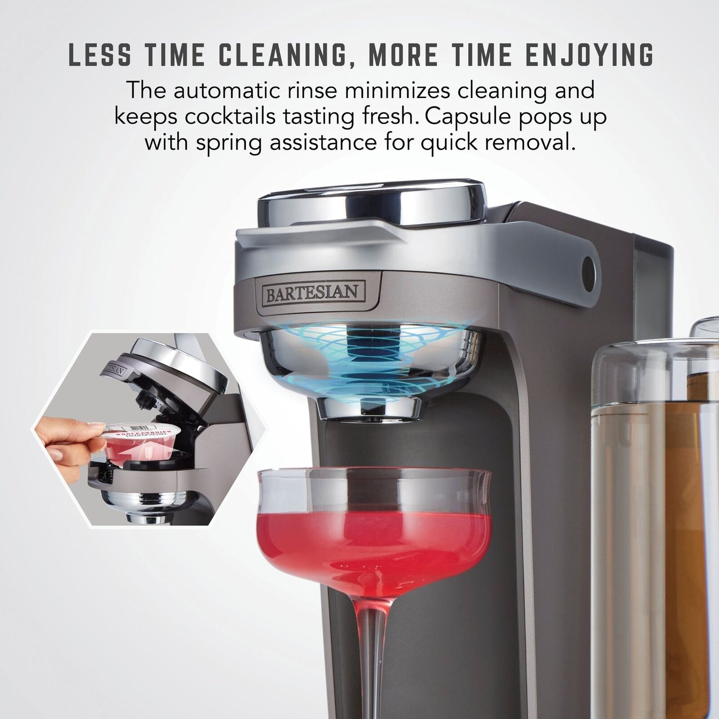 Bartesian Duet Premium Cocktail Machine for the Home Bar, 2 Glass Spirit Bottles