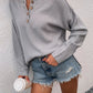 Buttoned Exposed Seam High-Low Sweater