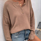 Buttoned Exposed Seam High-Low Sweater