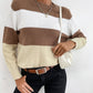 Tricolor Striped Crewneck Pullover Sweater