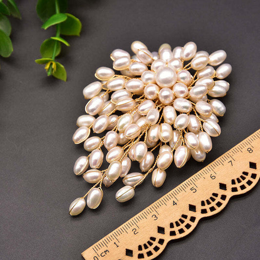 Natural Pearl Brooch Female European And American Retro Pure Hand-woven Pearl Br