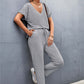 V-Neck Short Sleeve T-Shirt and Drawstring Waist Pants Set