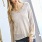 Davi & Dani Distressed Drop Shoulder Knit Top