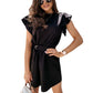 Ruffles Sleeve Fashion OL Belted  Mini Dress