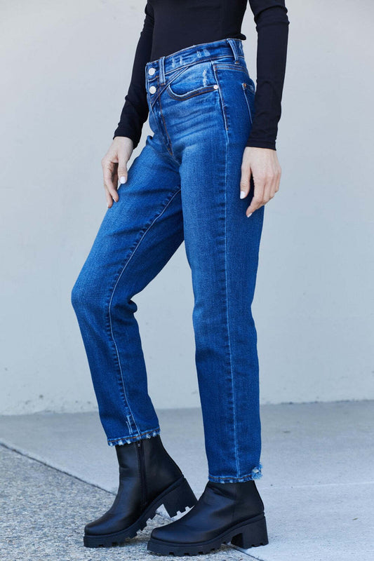 Judy Blue Full Size Distressed Straight Leg Jeans with Pockets