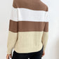 Tricolor Striped Crewneck Pullover Sweater