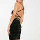 French Sequined Suspender Short Dress