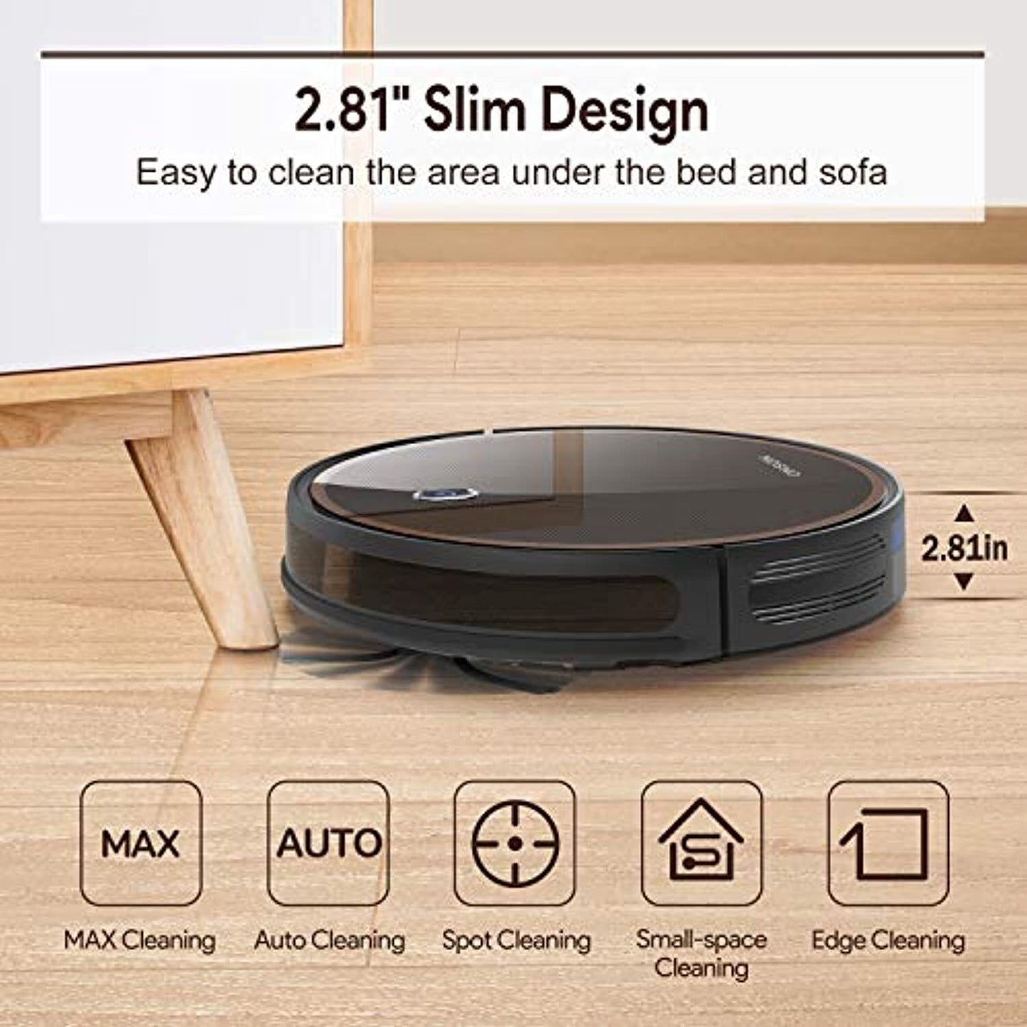 Robot Vacuum, ONSON 2000Pa Robotic Vacuum Cleaner (Slim) Max Suction