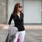 Women solid long sleeve basic shirt