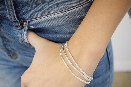 Silver bracelet, Sterling Silver, bracelet, Dainty bracelet, beaded bracelet