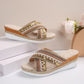 Linen Wedge Sandals Summer Ethnic Style Cross-strap Sandals