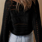 Openwork Cable Knit Long Sleeve Sweater