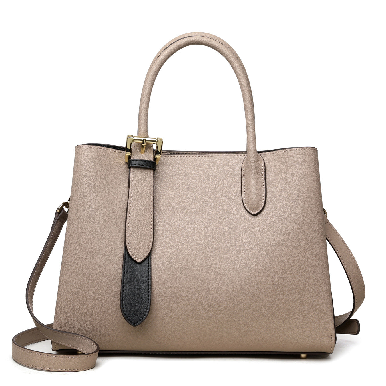 Niche Contrast Color One Shoulder Western Style Portable Female Genuine Leather