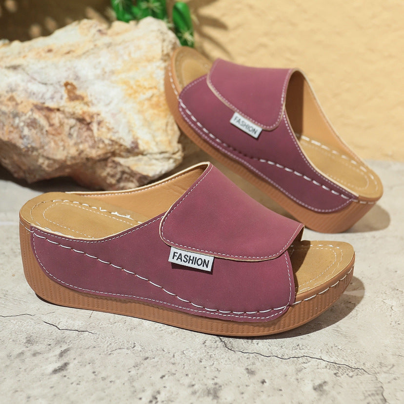 Summer Wedge Slides Slippers Fashion Fish Mouth