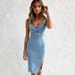 New U-neck Suspender Denim Dress