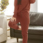 PRETTYGARDEN Women's 2 Piece Waffle Knit Lounge Outfit Long Sleeve Henley Top and Sweatpants Set Tracksuit