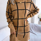 Casual Contrast Color Plaid Long Sleeve Base Sweater Dress