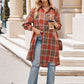 Mandy Plaid Collared Neck Long Sleeve Coat